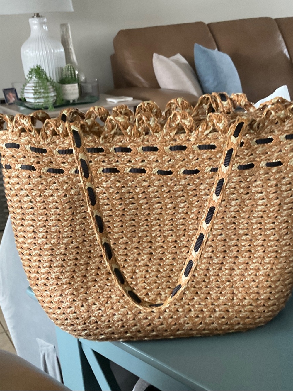 Eric Javits St. Tropez straw tote bag - Picture 2 of 7